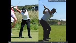 Jon Rahm golf swing  Long Iron faceon amp downtheline July 2017 [upl. by Adao130]