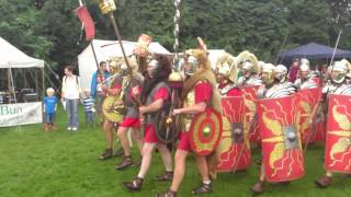 Roman Reenactment at the Amphitheatre in Caerleon Marching In [upl. by Nyasuh]