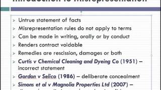 Misrepresentation Lecture 1 of 4 [upl. by Ruckman]